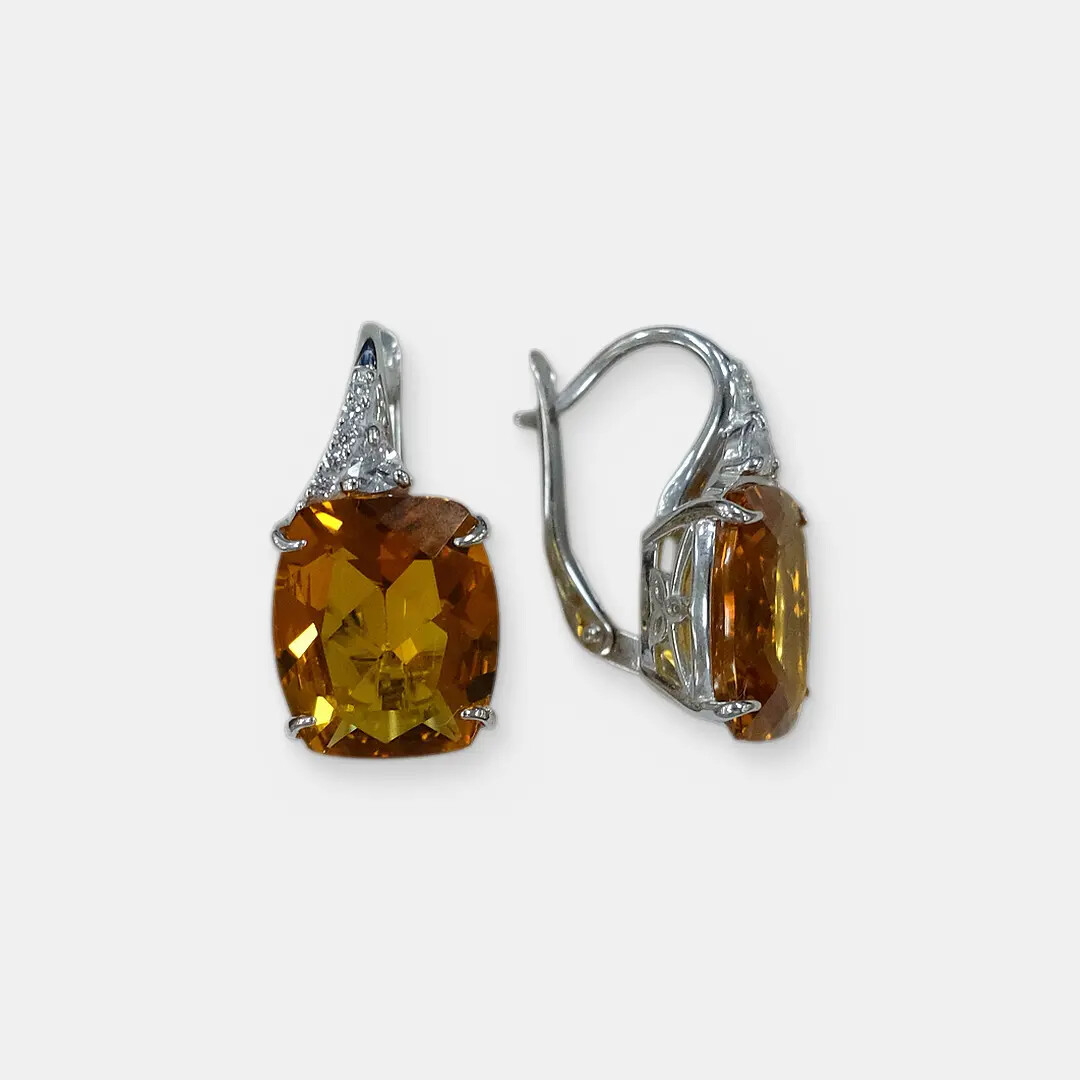 Серебряные серьги с цитринами